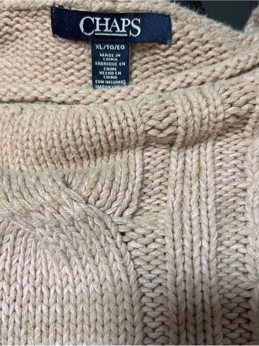 Chaps Cream Cable Turtleneck Pullover